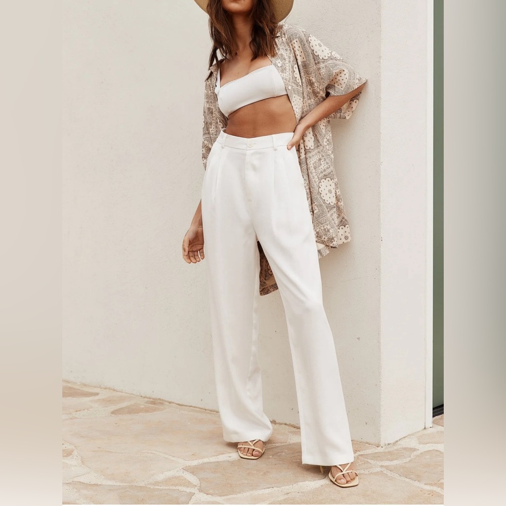 12th Tribe Jaxon White Wide Leg Trousers